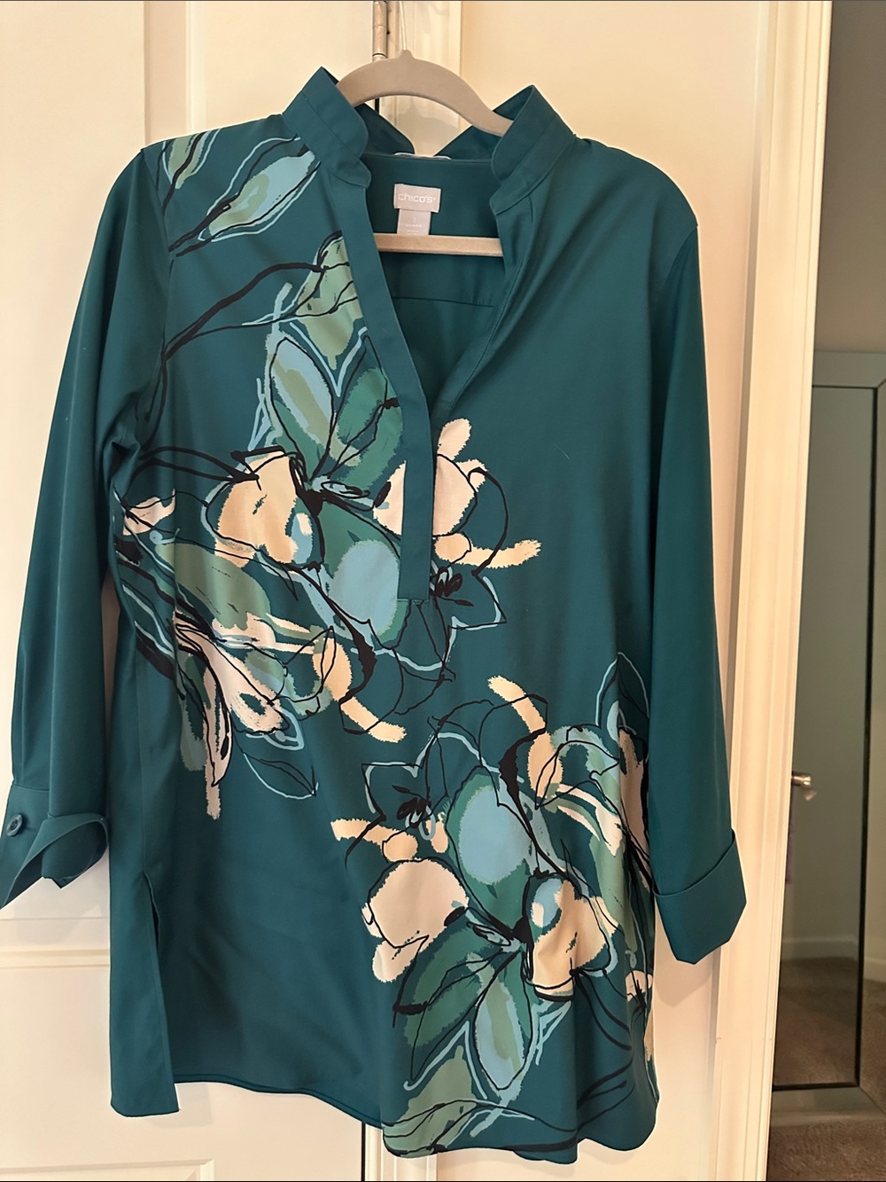 Chico's Teal Green V-Neck Tunic